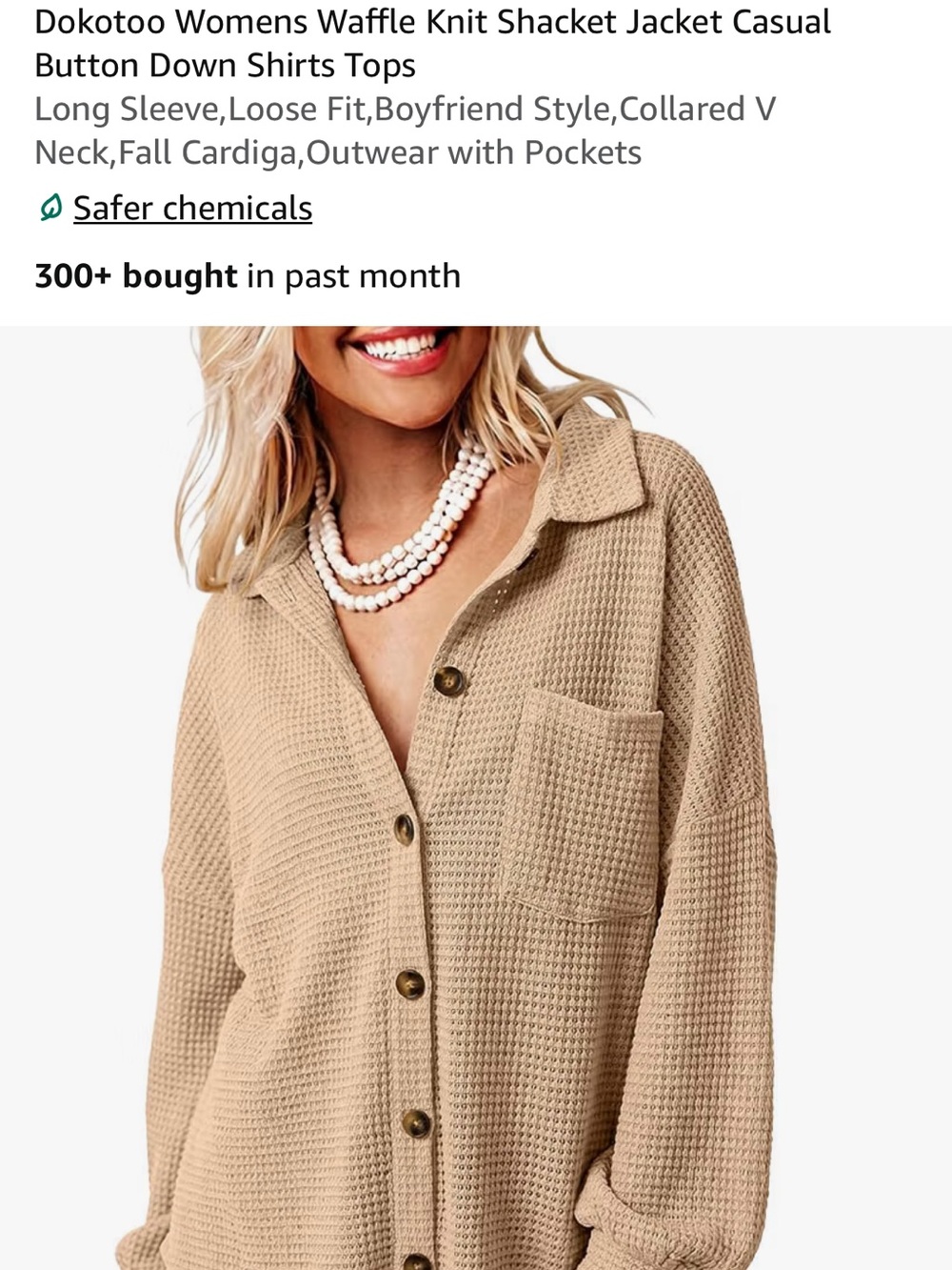 Woman’s Waffle Knit Teddy Shacket sweater in Tan